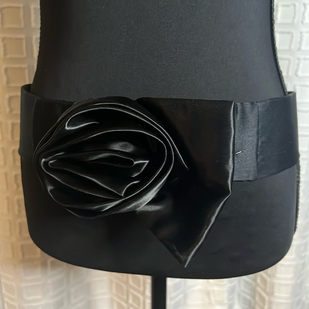 Black Satin Belt with Rosette